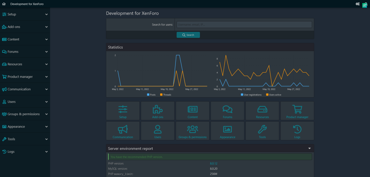 Admin controlpanel