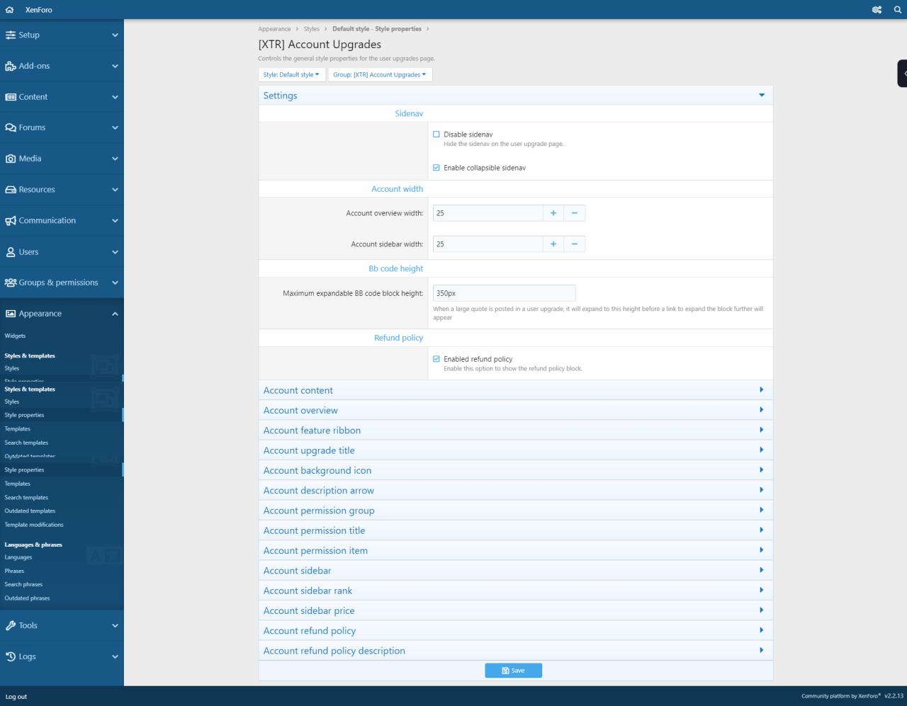 Aup style properties