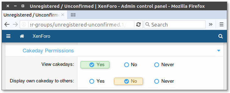 Cakeday permissions