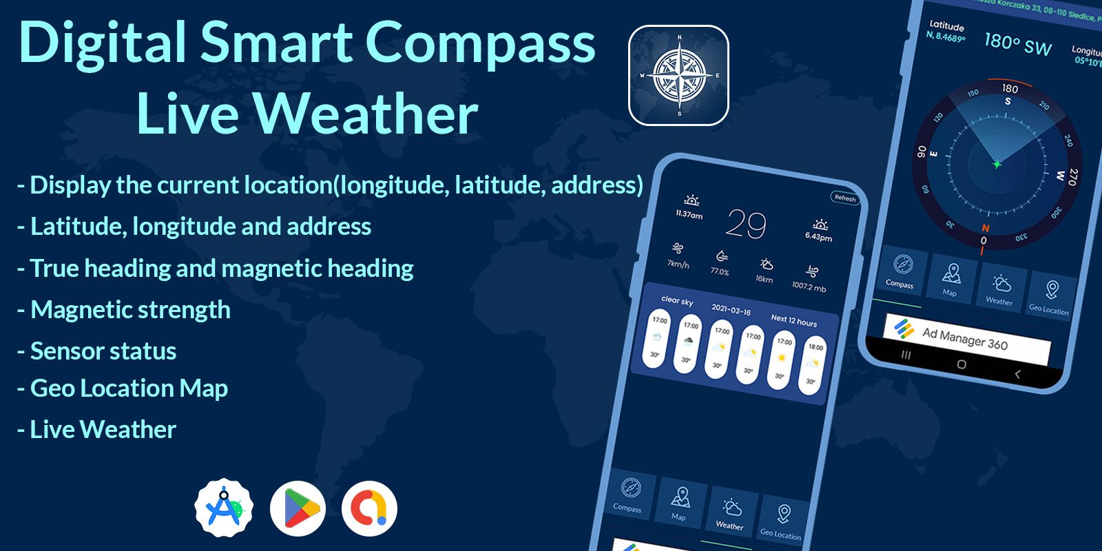 Digital Compass Live Weather