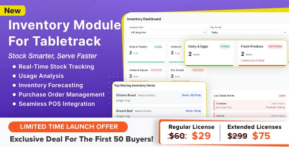 Inventory Module for Tabletrack