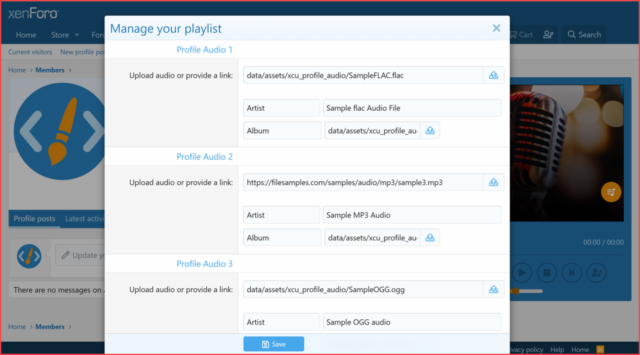 Profile Audio Player Player Manage Your Playlist Overlay