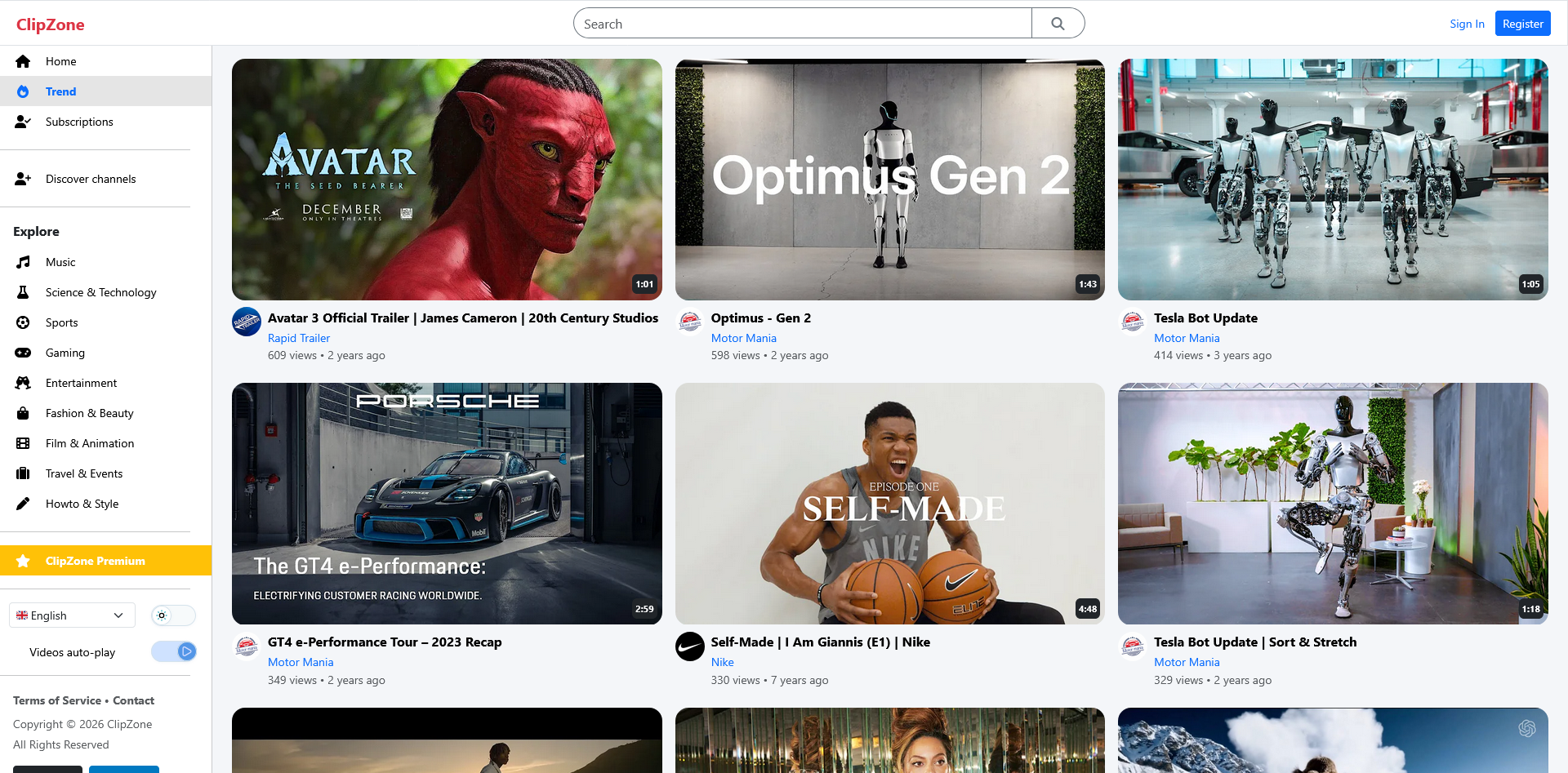 Screenshot 2026 03 03 at 07 42 31 Trending ClipZone
